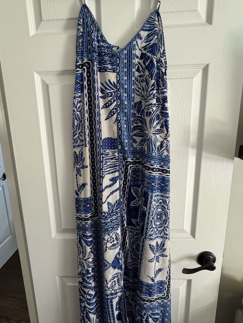 True Destinations Blue & White Printed Maxi Dress